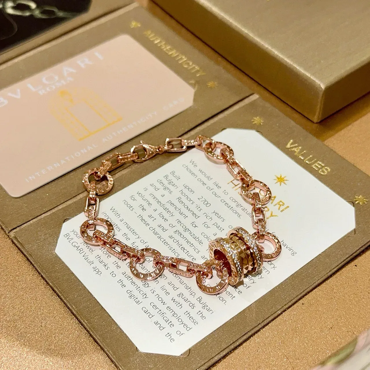 Bvlgari सोना चांदी चेन लिंक मल्टी रिंग घूमता सेंटरपिस ब्रेसलेट 6