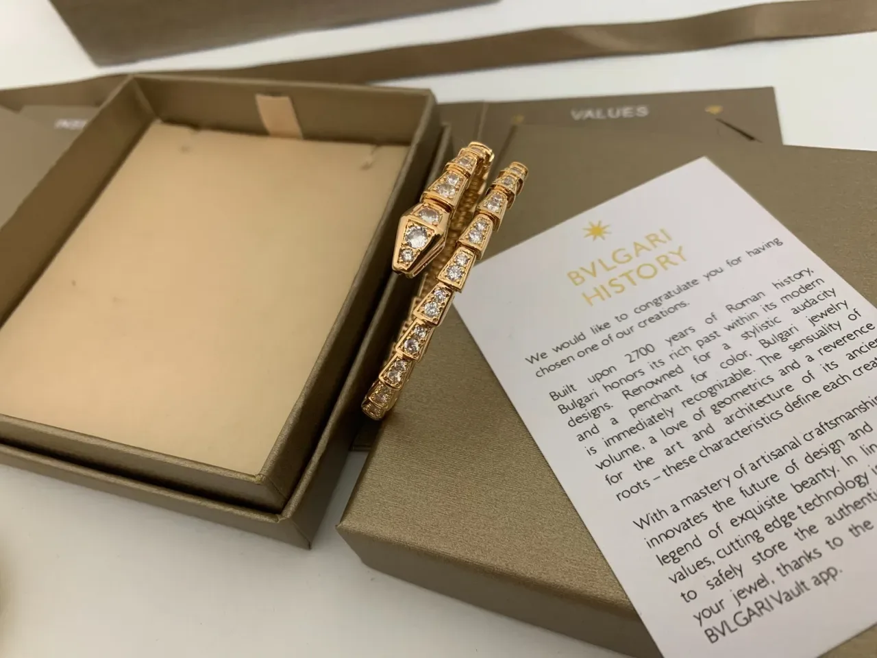 Bvlgari Gold White Articulated Geometric Links Pavé-Set Stones Bracelet 3
