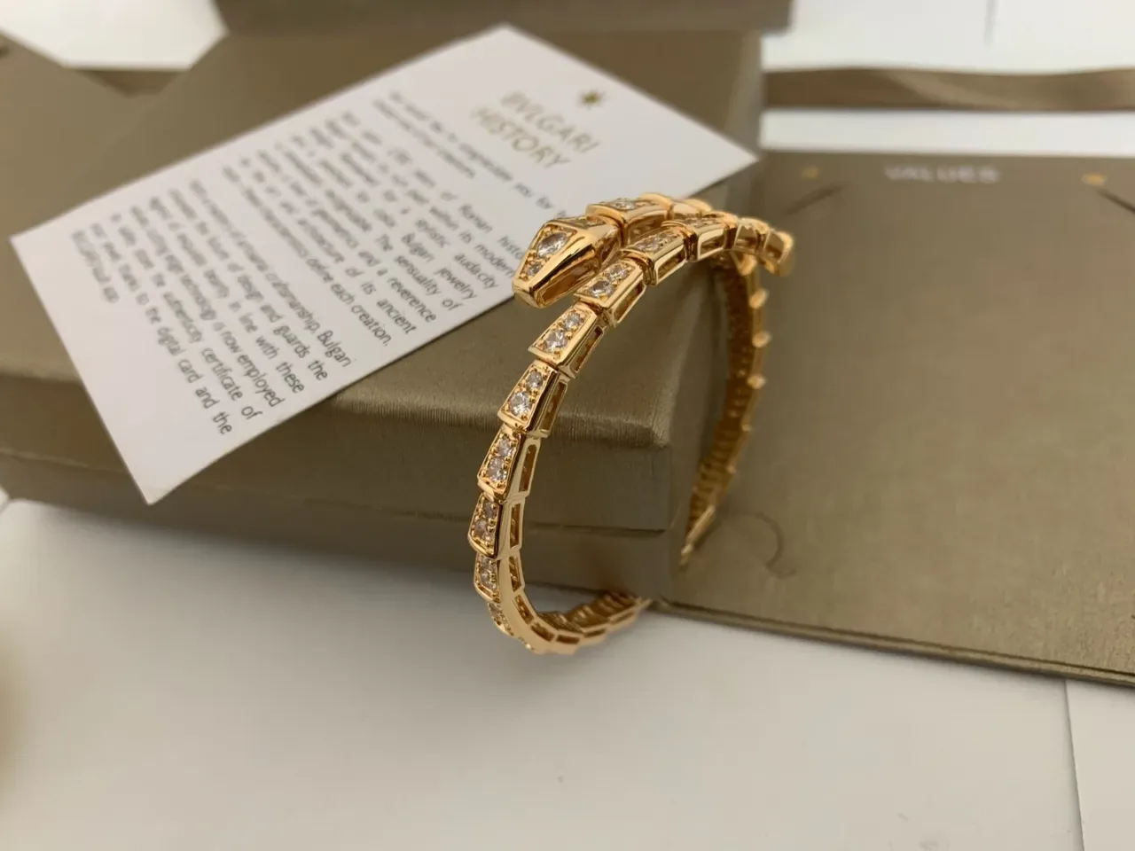 Bvlgari Gold White Articulated Geometric Links Pavé-Set Stones Bracelet 4
