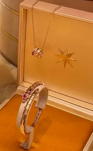 Bvlgari Serpenti 金红管状分段红宝石镶嵌项链 6
