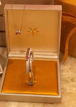 Bvlgari Serpenti 金红管状分段红宝石镶嵌项链 8