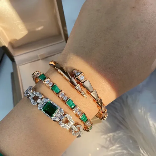 Bvlgari Serpenti سوار ذهب فضة مفصل ثعبان هندسي حرشف 9