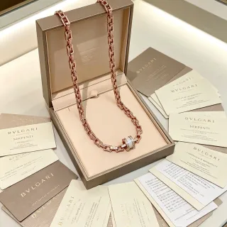 Bvlgari Serpenti Infinito Rose Gold White Ceramic and Diamond Necklace