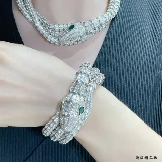 Bvlgari Serpenti Pavé Diamond and Emerald Snake Head Necklace