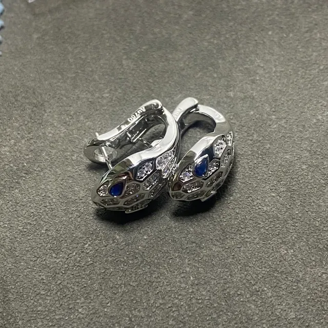 Bvlgari Serpenti Pavé Diamond and Sapphire Snake-Head Earrings 4