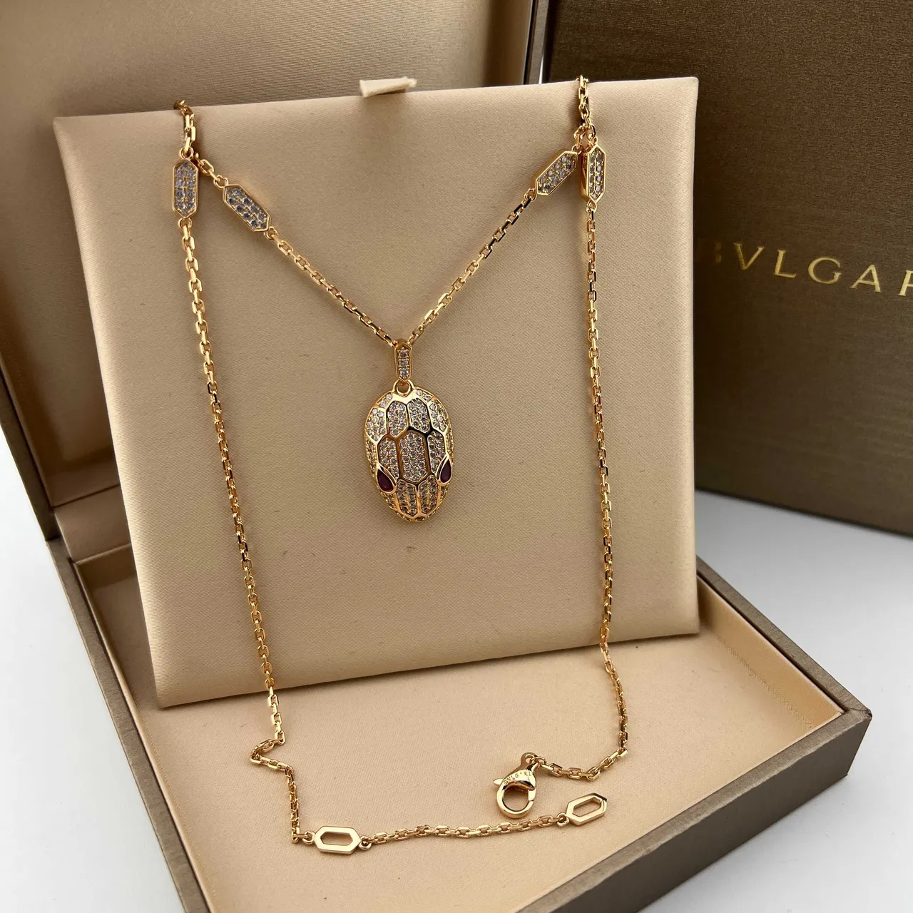 Bvlgari Serpenti Snake-Head Pavé Crystal Pendant Necklaces 5