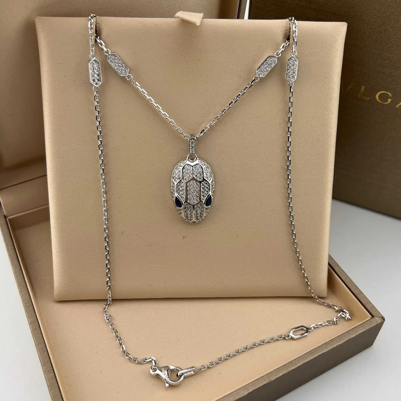 Bvlgari Serpenti Snake-Head Pavé Crystal Pendant Necklaces 6