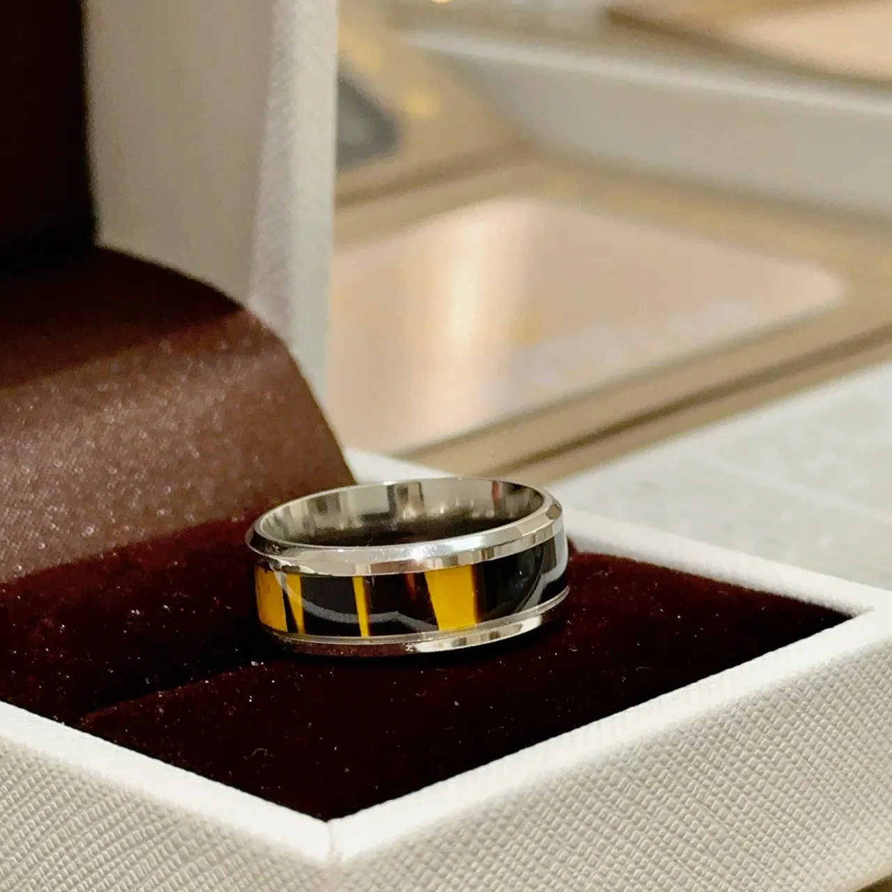 Bvlgari Silver Gold Wide Band Two-Tone Metal Ring 6