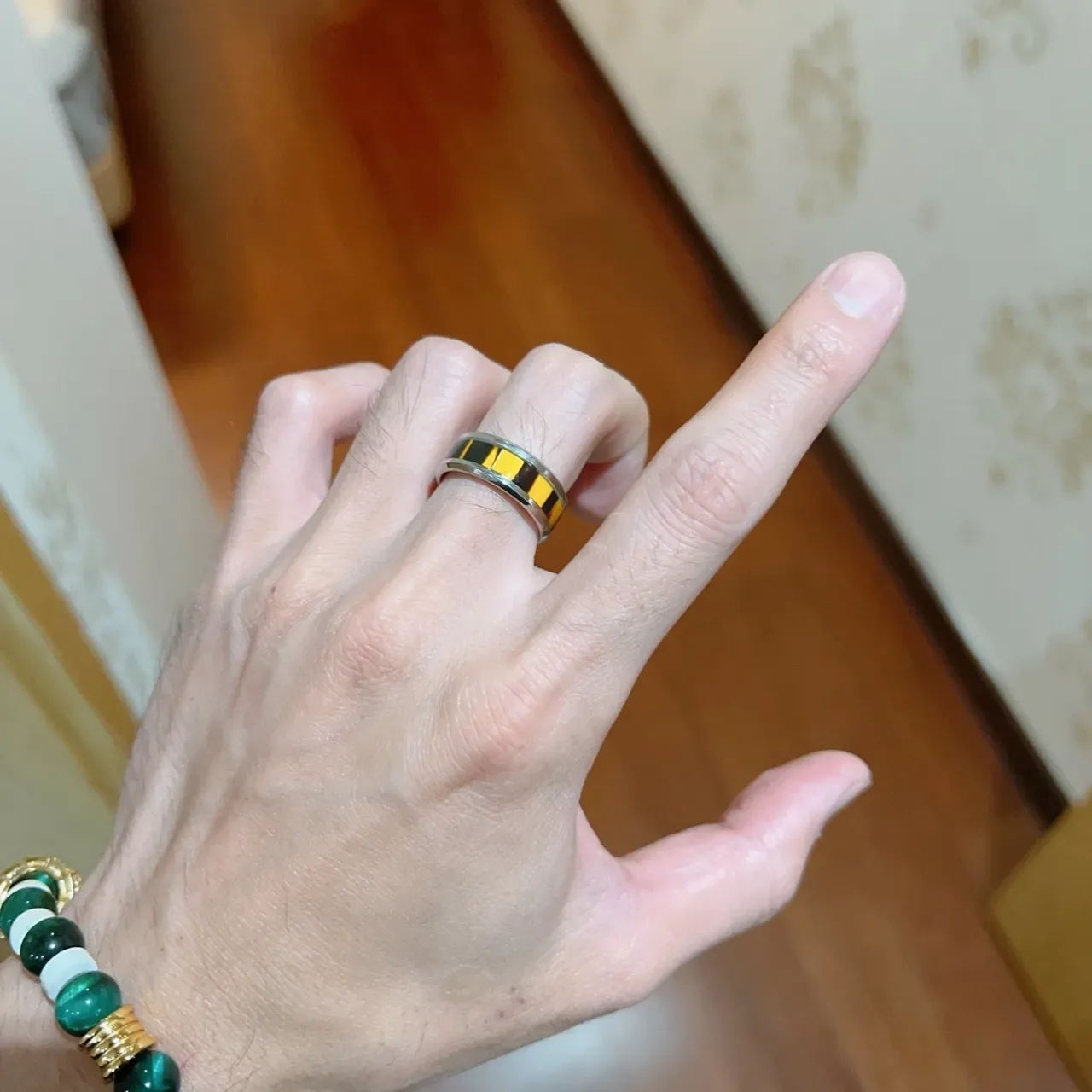 Bvlgari Silver Gold Wide Band Two-Tone Metal Ring 8