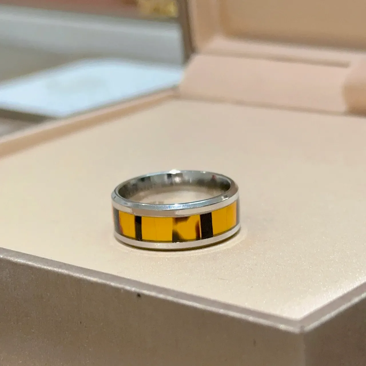 Bvlgari Silver Gold Wide Band Two-Tone Metal Ring 9