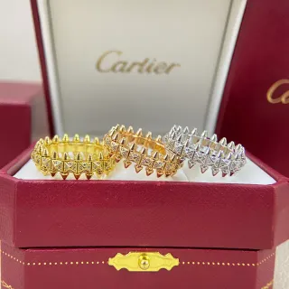 Cartier Clash de Gold Silver باند مسننة Pavé-Set Ring