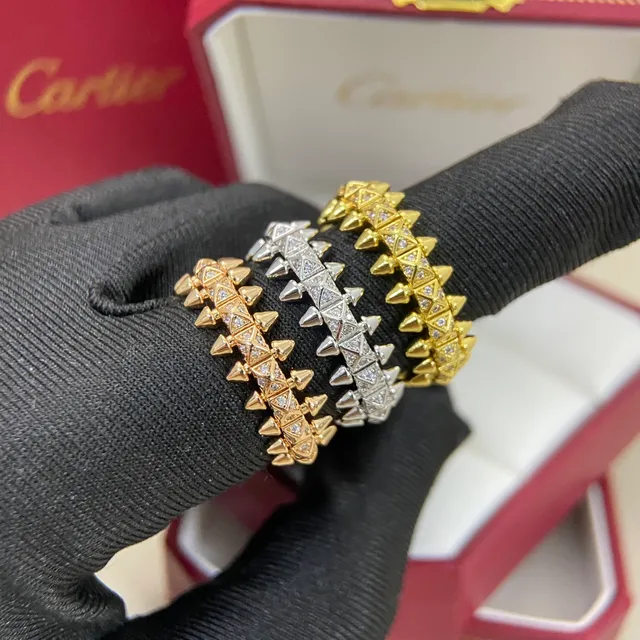 Cartier Clash de Gold Silver Spiked Band Pavé-Set Ring 2