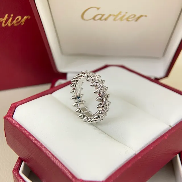 Cartier Clash de Gold Silver Spiked Band Pavé-Set Ring 4