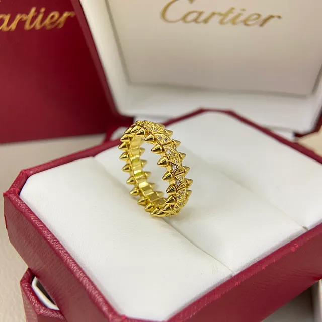 Cartier Clash de Gold Silver Spiked Band Pavé-Set Ring 6