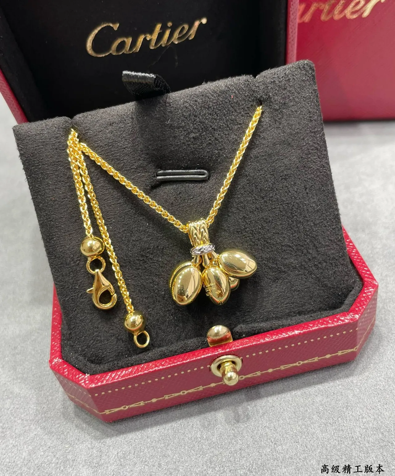 Cartier Gold Silver Leaf Pendant Diamond-Accented Necklace 5