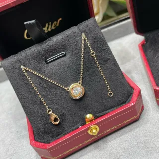 Cartier সোনার সুইর্ল সলিটেয়ার পেন্ডেন্ট নেকলেস