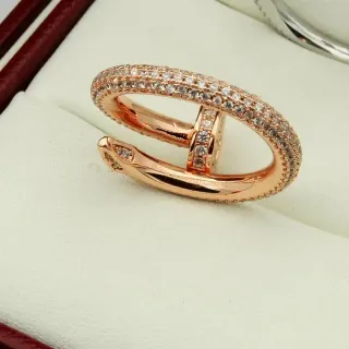 কার্তিয়ে সোনা সাদা pave-Set interlocking ডাবল ব্যান্ড রিং