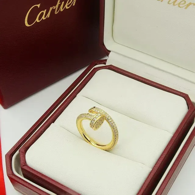 Cartier Gold White Pavé-Set Interlocking Double Band Ring 2