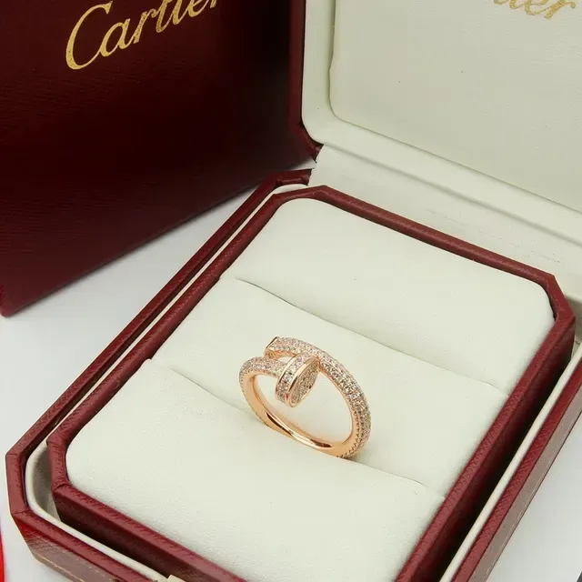 Cartier Gold White Pavé-Set Interlocking Double Band Ring 3