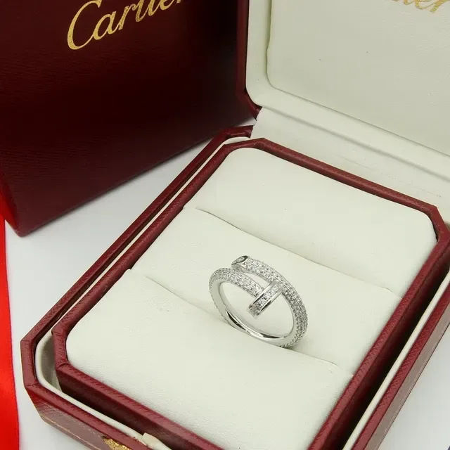 Cartier Gold White Pavé-Set Interlocking Double Band Ring 4