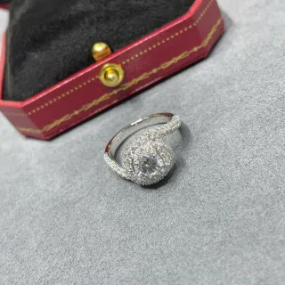 Cartier-Inspired Swirling Pavé Halo Ring