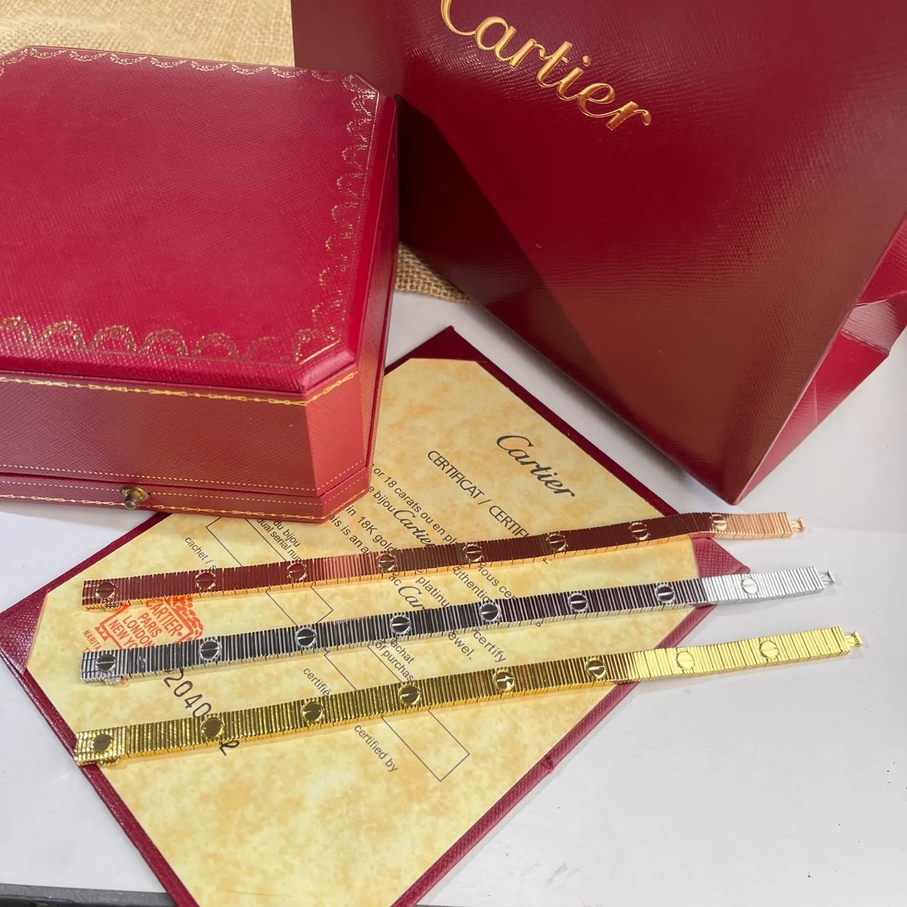 Cartier Juste un Clou Pulsera eslabones articulados cierre de tornillo motivo oro plata 6