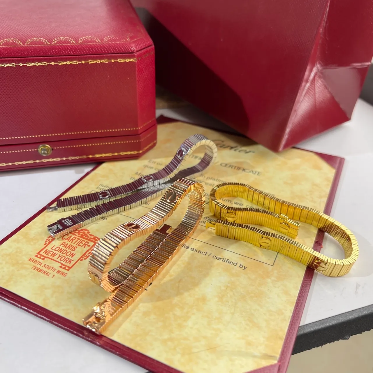 Cartier Juste un Clou Pulsera eslabones articulados cierre de tornillo motivo oro plata 7