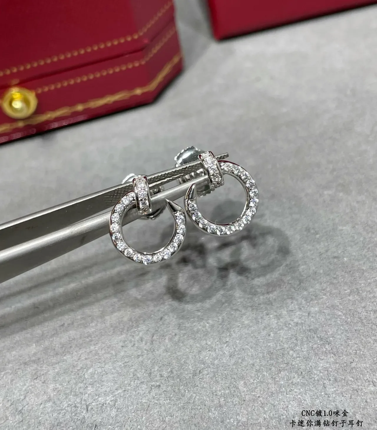 Cartier Juste un Clou Pavé Open Hoop Earrings 8