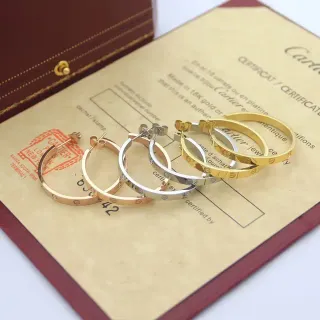 Cartier Love সোনা রূপা হুপ সিলহুট স্ক্রু-মোটিফ ডিটেলিং কানের দুল