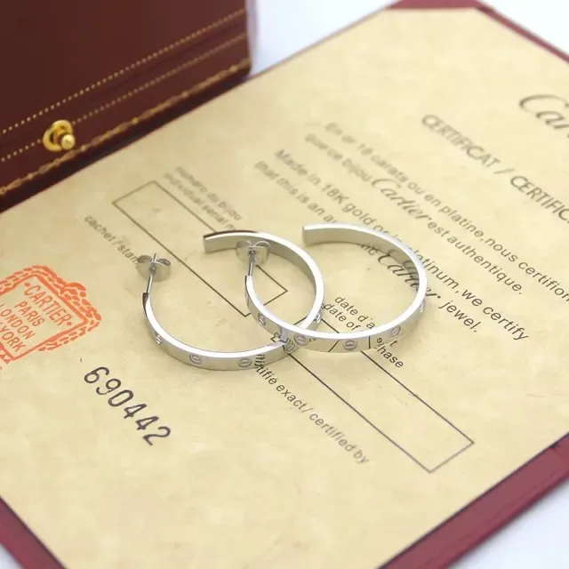Cartier Love Aros Silhueta Ouro Prata com Detalhes de Motivo Parafuso Brincos 3