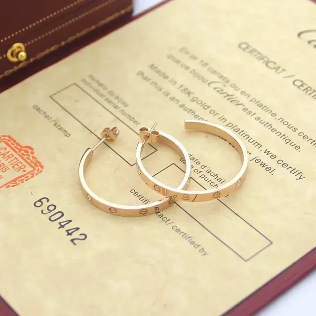 Cartier Love Aros Silhueta Ouro Prata com Detalhes de Motivo Parafuso Brincos 5