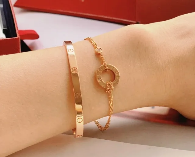 Cartier Love Pulsera de oro y plata estrecha acabado pulido 9
