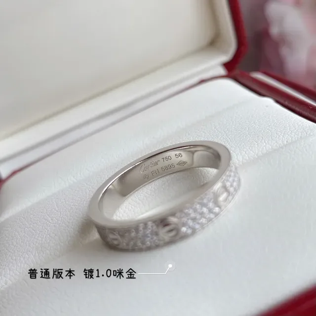 Cartier Love সোনা রূপা Pavé-Set Screw-Motif ব্যান্ড রিং 3