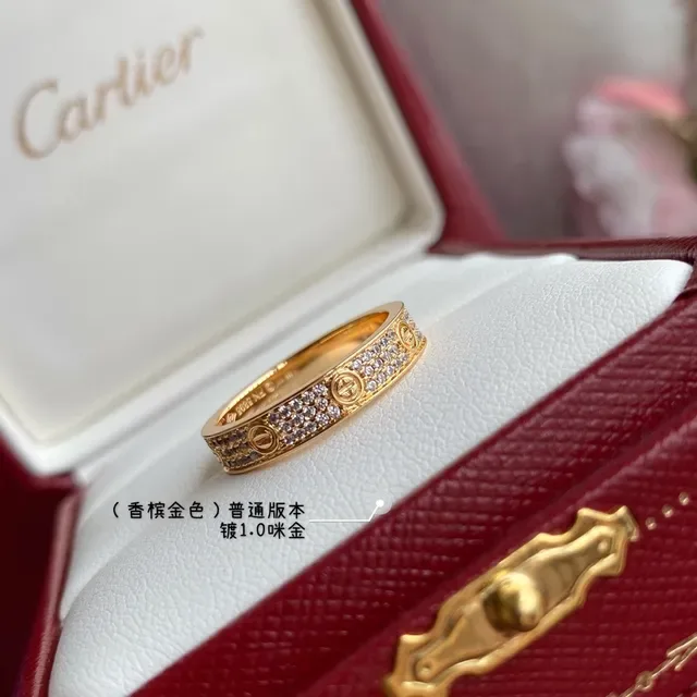Cartier Love সোনা রূপা Pavé-Set Screw-Motif ব্যান্ড রিং 4
