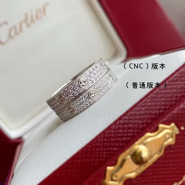 Cartier Love সোনা রূপা Pavé-Set Screw-Motif ব্যান্ড রিং 7