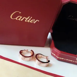 Cartier Love أقراط وردي أسود مع الحنفية حلقة براغي نقش