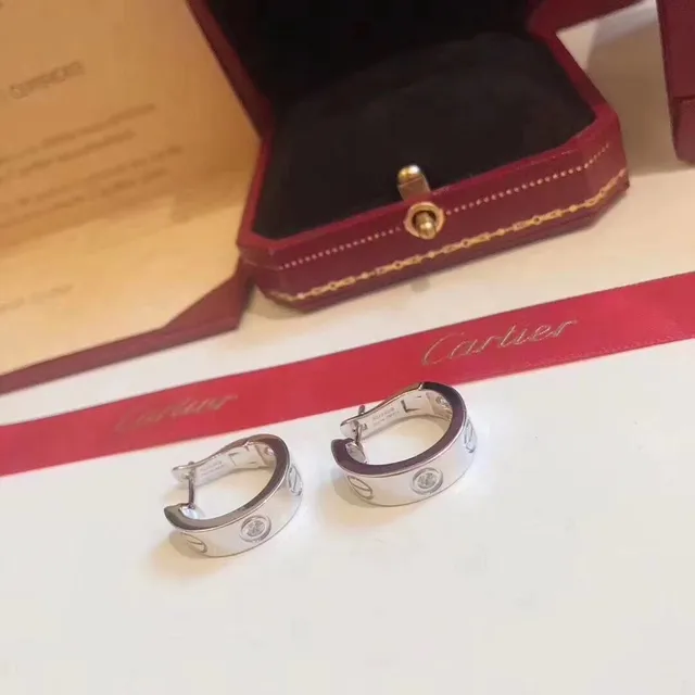 Cartier Love أقراط وردي أسود مع الحنفية حلقة براغي نقش 3