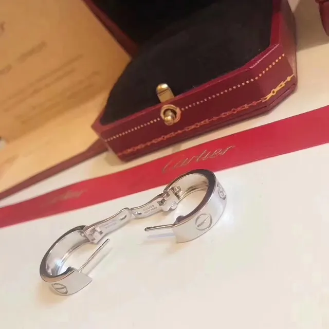 Cartier Love أقراط وردي أسود مع الحنفية حلقة براغي نقش 5