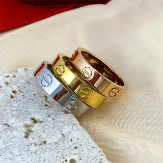 Cartier Love Ring فضة ذهب أصفر ذهب وردي حلقات قابلة للتراكم