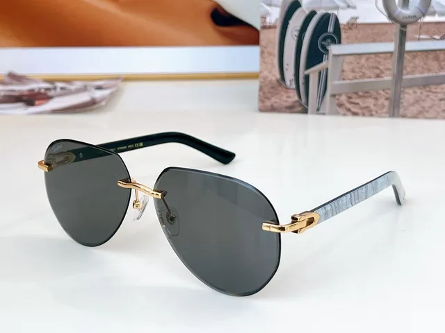 Cartier Red Brown Rimless Oval Gold Hinge Clasp Sunglasses 3