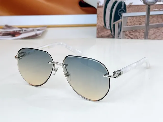 Cartier Red Brown Rimless Oval Gold Hinge Clasp Sunglasses 4