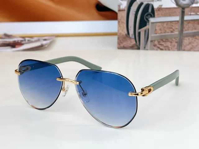 Cartier Red Brown Rimless Oval Gold Hinge Clasp Sunglasses 6