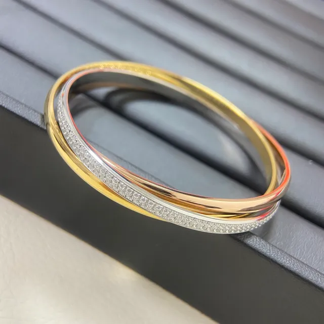 Cartier Trinity Pavé Diamond Two-Tone Gold Bracelet 3