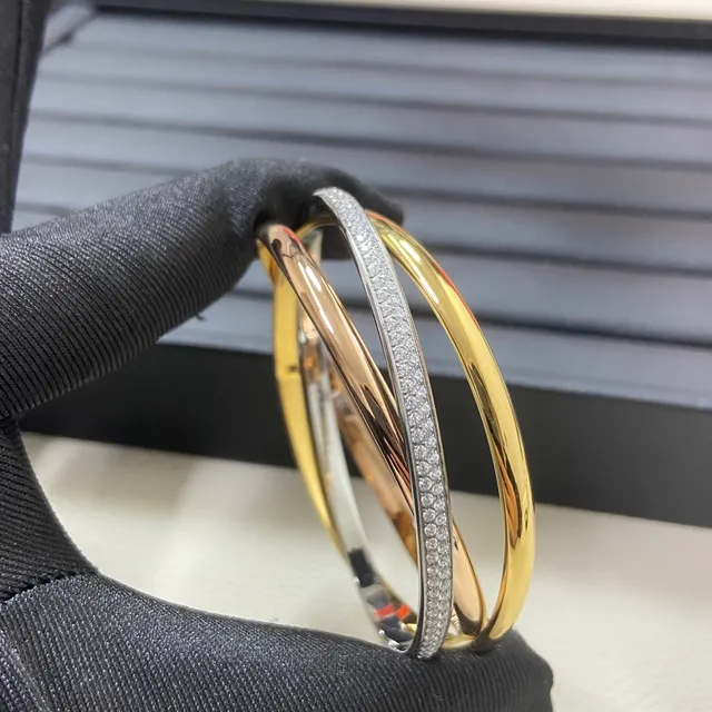 Cartier Trinity Pavé Diamond Two-Tone Gold Bracelet 5