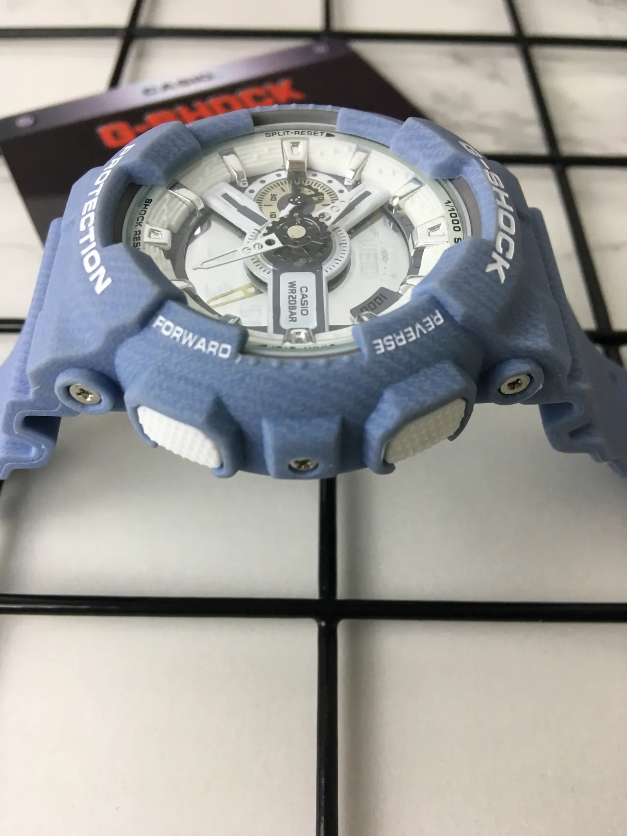 Casio Caixa de Resina Azul Branco Leve Dial Híbrido Analógico-Digital Relógio 3