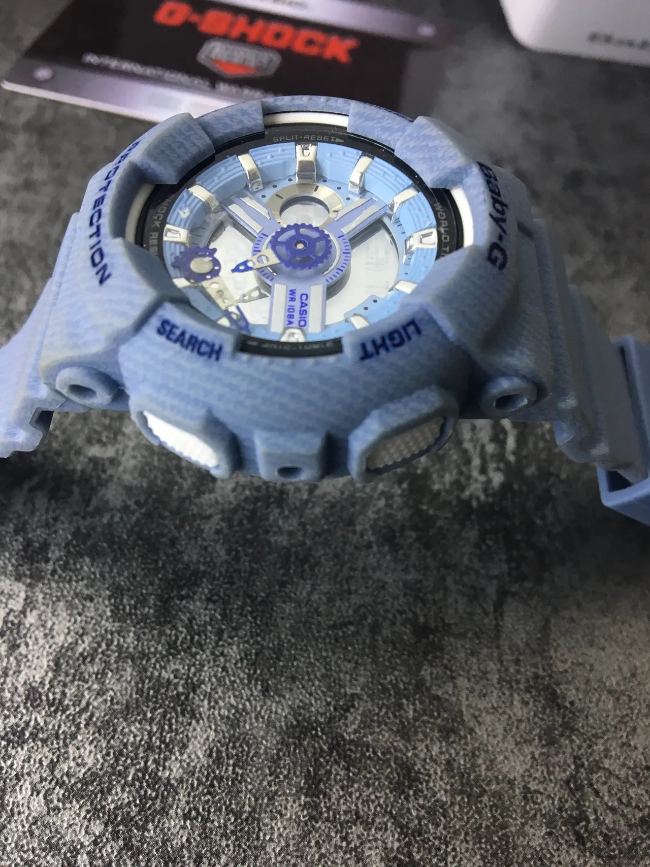 Casio Relógio Híbrido Analógico-Digital de Resina Texturizada Azul Branco Leve 4