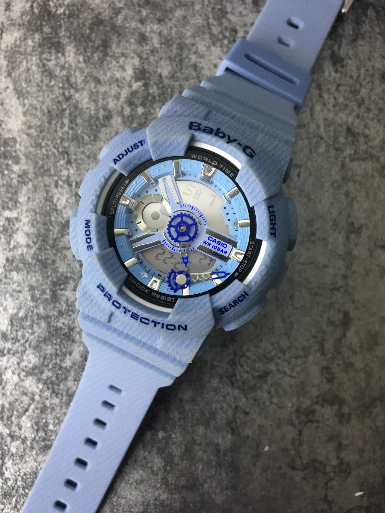 Casio Relógio Híbrido Analógico-Digital de Resina Texturizada Azul Branco Leve 5