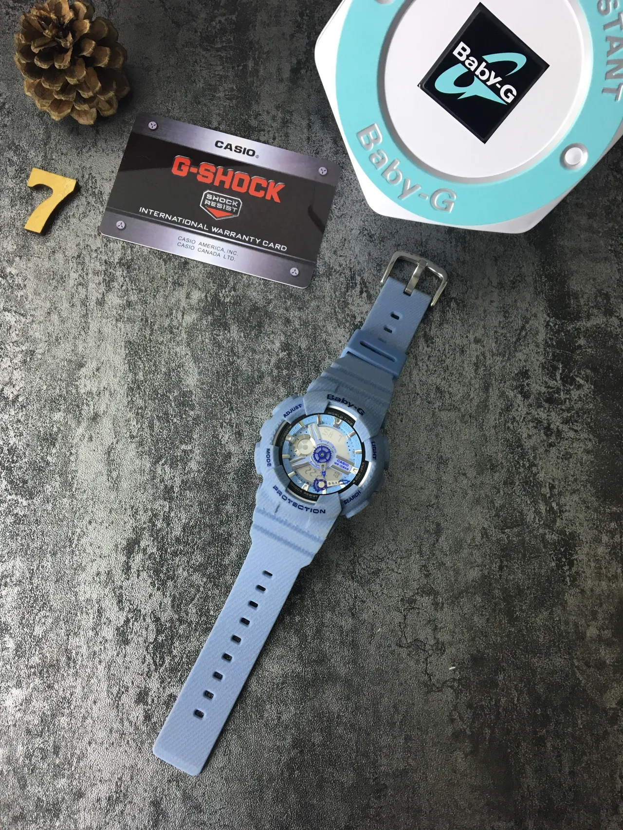 Casio Relógio Híbrido Analógico-Digital de Resina Texturizada Azul Branco Leve 6