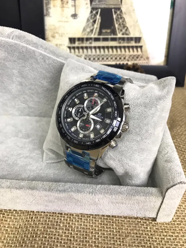 Casio Edifice Cronógrafo Negro y Plateado Reloj Deportivo 8