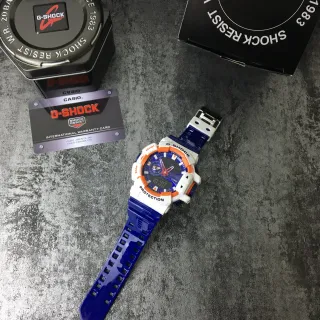 Casio G-Shock GA-100 蓝白橙色运动手表